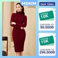 Váy len tăm ôm body dài tay cổ lọ dáng lỡ đen be rêu đỏ đô Đầm nữ cao cổ tôn dáng basic ulzzang thanh lịch T602G