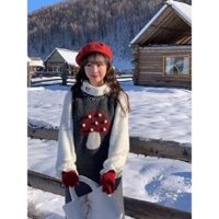 Váy Liền Dệt Kim Nấm Hoạt Hình Ba Chiều Ngọt Ngào Dễ Thương Cho Nữ Thu Đông