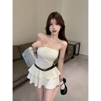 Váy Liền Hai Dây Bèo Nhún, Váy Xếp Ly Bồng Bềnh Bánh Bèo Mùa Hè Cho Nữ, Váy Ống Ngang Vai Xinh Đẹp Tôn Dáng