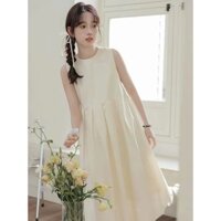 Váy liền không tay màu trắng kiểu Pháp Nữ Mẫu Mới
