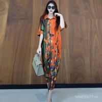 Váy liền lụa cao cấp K4477 váy dài cỡ lớn nữ tính chất cao cấp kiểu Tây lụa dâu tằm mẫu Mới Mùa Hè CMQI