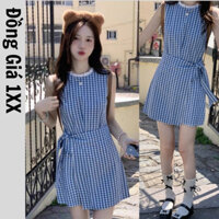 Váy Liền Thân Caro Dây Thắt Lưng Buộc Nơ Siêu Xinh