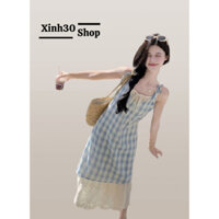 Váy Liền Thân Caro Xanh (TQ2151)