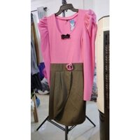 Váy liền thân công sở tay nhíu phồng dài