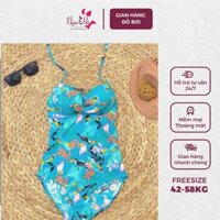 Váy liền thân cúp ngực bông xanh Cổ chữ V - Bikini Ngọc Hà