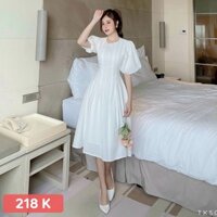 Váy liền thân tay phồng