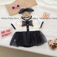 Váy liền tiểu thư điệu đà sang chảnh chất liệu cotton để đi chơi và dự tiệc dành cho các bé (6-15kg)