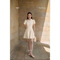 Váy liền xòe kem cổ lá viền thêu bô đê Era Dress - Lei Chi Design