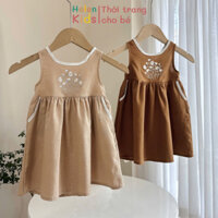 Váy Linen Bé Gái Helen Kids Váy Sát Nách Thêu Hoa Vintage Cho Bé Op5592