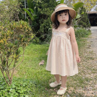 VÁY LINEN BE THÊU NGỰC BÉ GÁI VÁY DÂY DỄ THƯƠNG