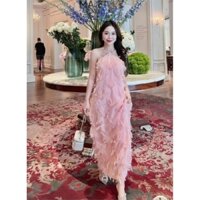 váy lông cổ yếm