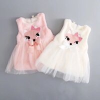 Váy lông in cáo siêu ấm cho bé