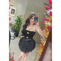 Váy lông lô gô ong vàng cực xinh