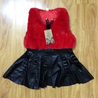 Váy lông phối da cho bé gái