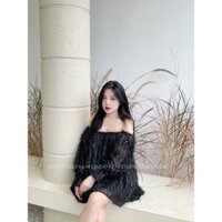 Váy lông vũ trễ vai dáng Babydoll Thủy Thoa Shop
