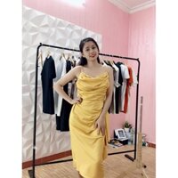 Váy lụa 2 dây cổ đổ