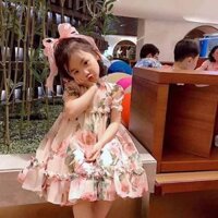 Váy lụa bé gái in hoa hồng