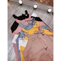 Váy lụa cổ yếm đính nơ(ảnh thật,video)