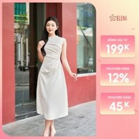 Váy Lụa ELENA Nhún Ly Eo Dáng Dài Kiểu Dáng Đơn Giản Thanh Lịch, Sang Trọng Đi Chơi Đi Tiệc - B76
