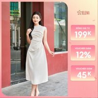 Váy Lụa ELENA Nhún Ly Eo Dáng Dài Kiểu Dáng Đơn Giản Thanh Lịch, Sang Trọng Đi Chơi Đi Tiệc - B76