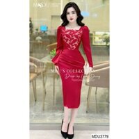 Váy Lụa MDU3779 Dáng Váy Ôm Body,Họa Tiết Ren Nổi Tinh Tế Từ MDU