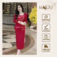 Váy Lụa MDU3779 Dáng Váy Ôm Body,Họa Tiết Ren Nổi Tinh Tế Từ MDU K46-D2-5