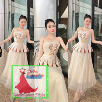 VÁY LƯỚI XOÈ+ÁO CÚP PEPLUM THÊU HOẠ TIẾT 030924