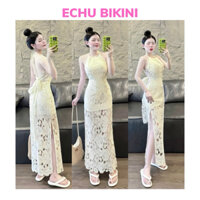 Váy Mặc Đi Biển ECHU Váy Ren Maxi Dáng Dài Cột Nơ Sau Lưng Siêu Xinh (Có Sẵn Mút)