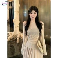 Váy màu be thoải mái và thanh lịch Essento có tay dài - Hoàn hảo cho mọi dịp