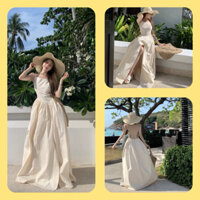 Váy Maxi 2 Dây Hở Lưng Xẻ Tà