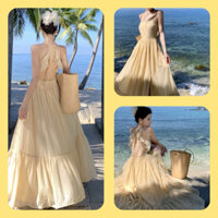 Váy Maxi 2 Dây Xẻ Tà Hở Lưng