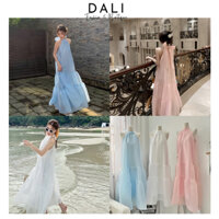 Váy Maxi Babydoll Voan Tơ 2 Lớp Buộc Nơ Sau Cổ Dáng Dài Đi Biển Sang Chảnh