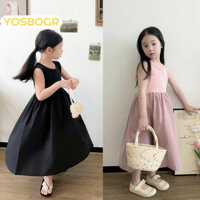 Váy maxi bé gái, váy maxi đan dây lưng cho bé Tom-Kids