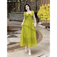 Váy Maxi Biển K34-D3-1 MDU4251 Váy Xòe Nhẹ, Chất Tơ Xốp Nhăn Kết Hợp Với Gam Màu Xanh Nổi Bật Từ MDU