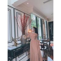 VÁY MAXI CHẤM BI TAY BỒNG VINTAGE BELT ĐÁ HOT HIT