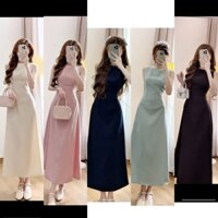 Váy Maxi Cổ Thuyền Chiết Ly Eo Tôn Dáng, Chất Chéo Ý Dày Dặn 5 Màu Xinh Yêu (Ảnh Thật Trải Sàn) Lollaye