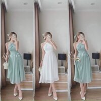 Váy Maxi Cổ Yếm Dáng Dài có mút có lót - Váy Maxi 2 Dây Đi Biển Dáng Dài Xòe Trẻ Trung Xinh Xắn