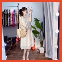 Váy maxi cổ yếm siêu sang Đầm cổ yếm đi biển chast voan tơ mềm mịn