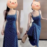 Váy maxi giảm béo hai dây hoa giả