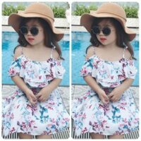 Váy maxi lanh lụa bé gái