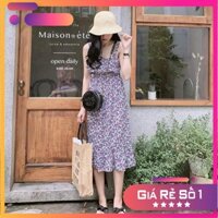 Váy Maxi Nơ Ngực Hoa Tím Đẹp Mê Ly