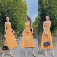 Váy Maxi Vàng Hở Lưng Siêu Sexy