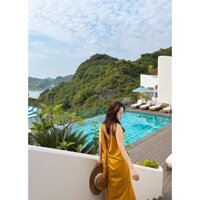 Váy maxi vàng nơ lưng - Kim Linh Shop