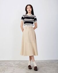 Váy midi diễu chỉ nổi