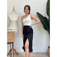 Váy Midi vải lanh có khe hở (VÁY CAMILA)