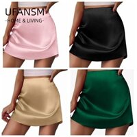 Váy Mini UFASM, Váy Ngắn Chữ A Co Giãn, Thời Trang Stain Silk Váy Lụa Satin Gợi Cảm Nữ