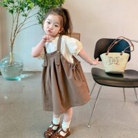 Váy mùa hè cho bé gái váy yếm và áo lụa cho bé chất liệu cotton siêu thoáng mát