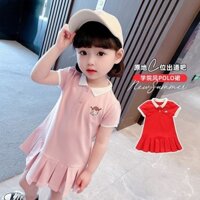 Váy Mùa Hè Cổ Bẻ Đuôi Cá 3 Màu Mẫu GIRL Dành Cho Bé Gái Từ 8 - 33 Kg. Chất Liệu Cotton Mềm Mịn, Thoáng Mát.