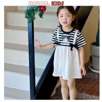 Váy mùa hè công chúa Kuromi bé gái Váy ngắn tay sọc Hàn Quốc