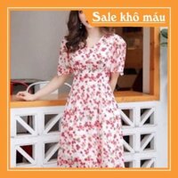 VÁY NỀN TRẮNG HOA ĐỎ ĐÍNH HẠT - Đầm Nữ ANHStore